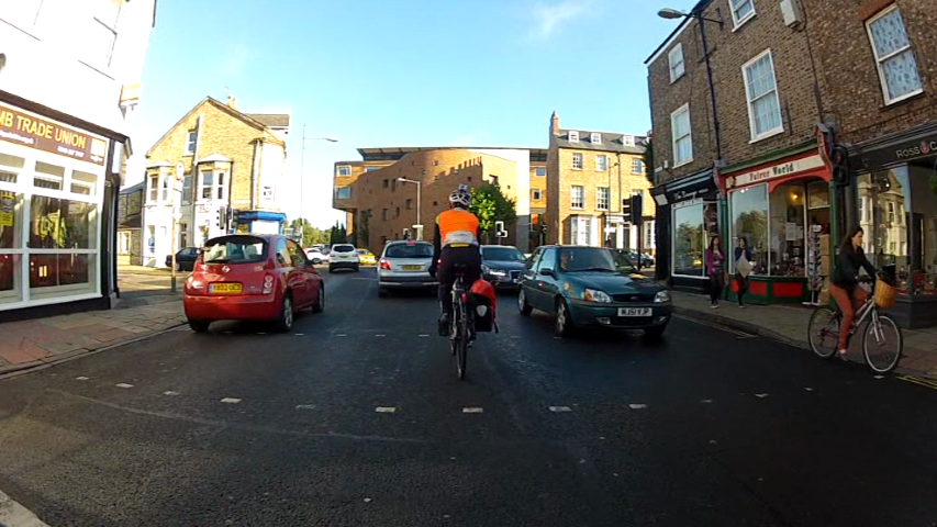  A frame from the Urban Cycling Guide DVD - You have to make your own space here