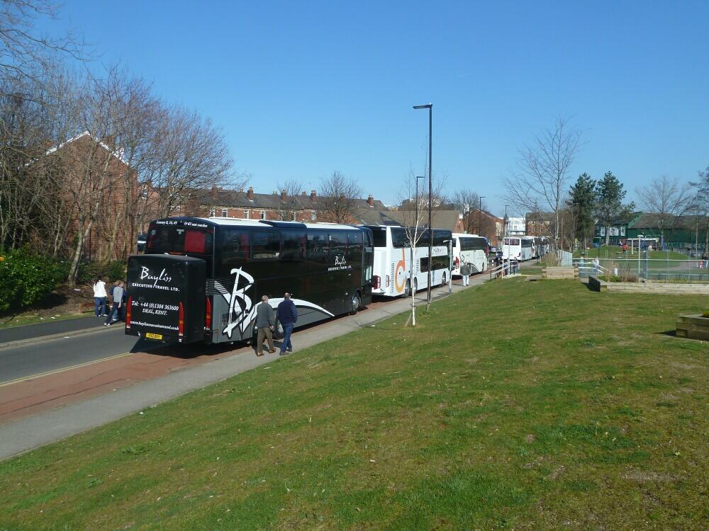 Coaches blocking Asline Road cycle track in Sheffield