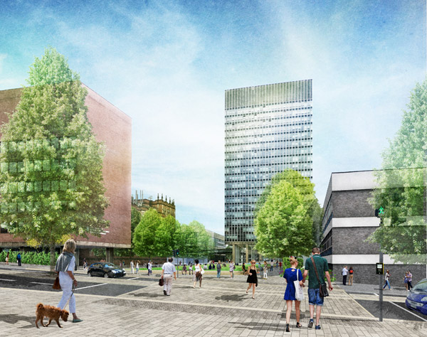 Sheffield University Masterplan - Convenient well placed crossings on desire lines.