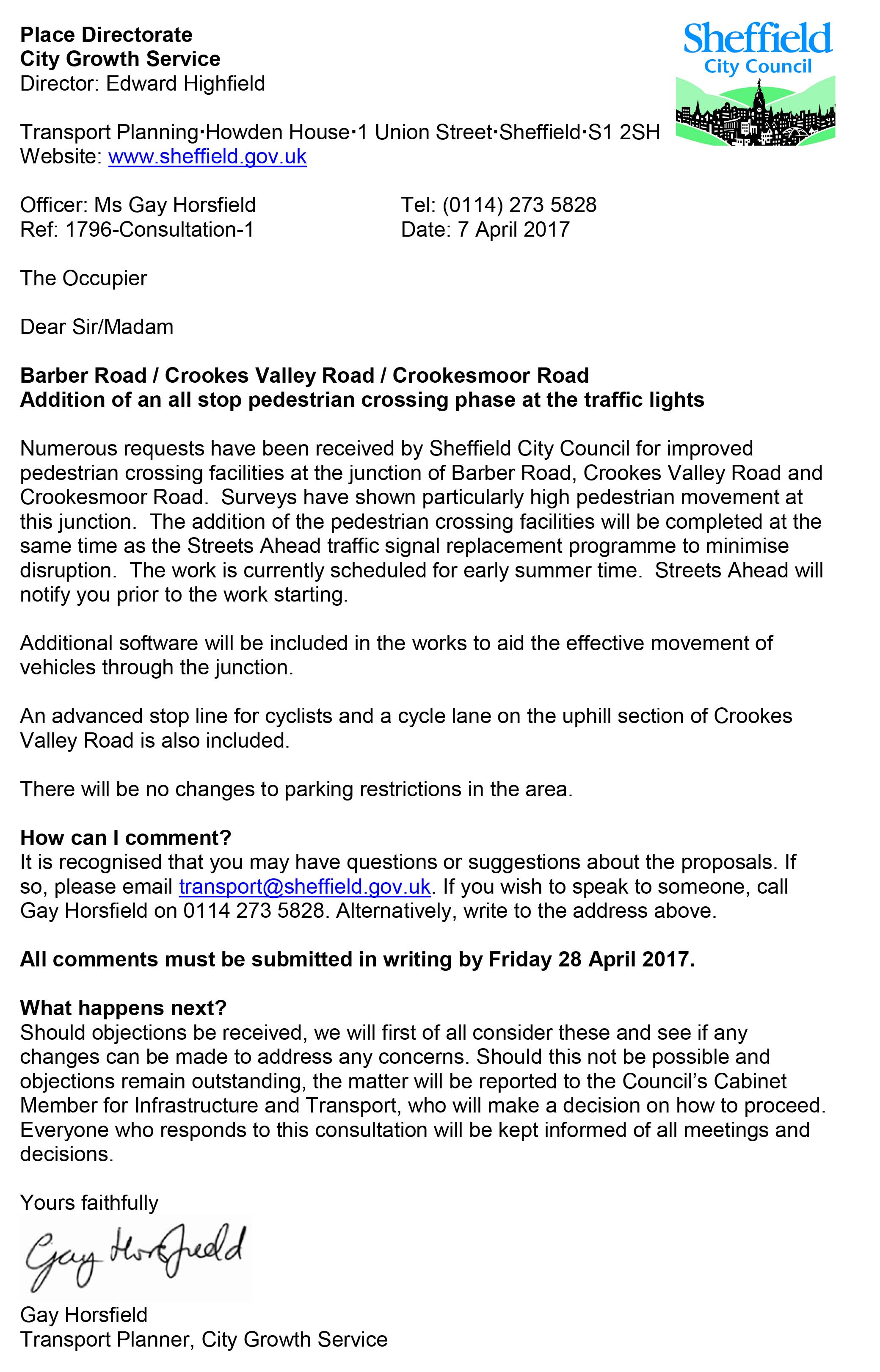 Consultation about a new crossing at Barber Road / Crookes Valley Road / Crookesmoor Road in Sheffield